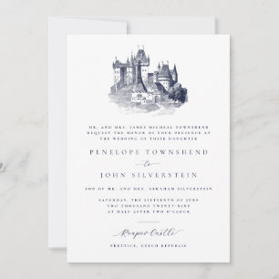 Convites Ilustração Formal de Casamento no Castelo Elegante