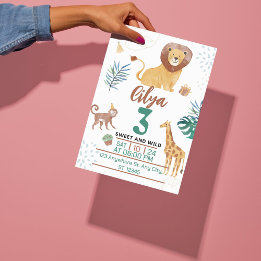 Convites Ilustração Infantil Aquarela Verde Tema Savana