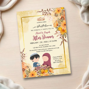 Convites Ilustração Infantil e Design Floral Amarelo