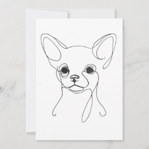 Convites Ilustração Minimalista de Cachorro Chihuahua Pinta