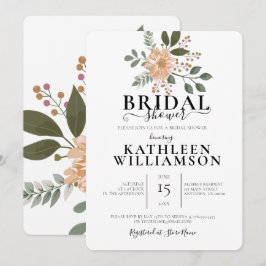 Convites Ilustração Moderna de Flores Chá de Noiva