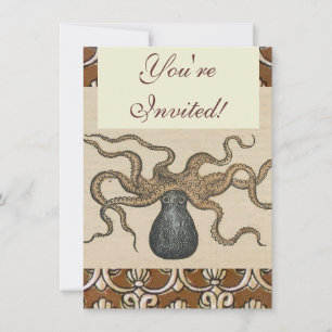 Convites Ilustração Octopus Vintage Kraken