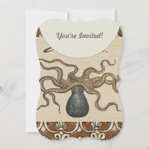 Convites Ilustração Octopus Vintage Kraken