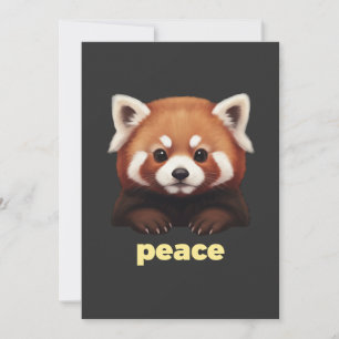 Convites Ilustração "Paz" de Panda Vermelho Fofo para Crian