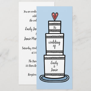 Convites Ilustração Personalizada do Bolo de Casamento