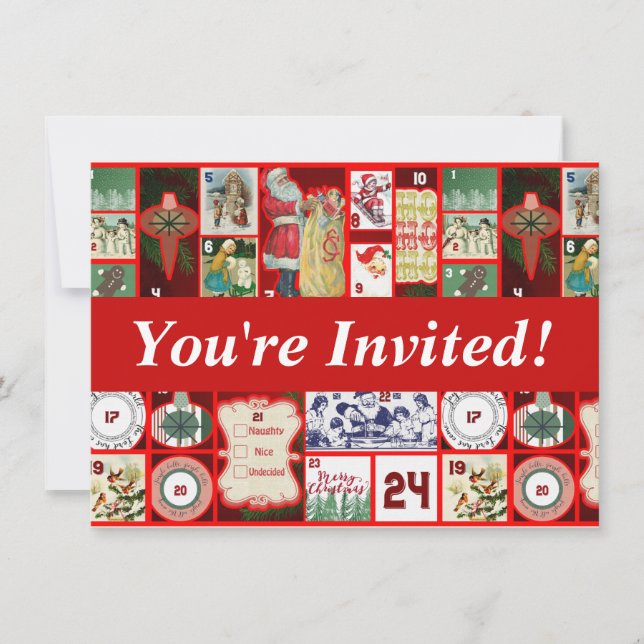 Convites Ilustração Quadrada do Bloco de Natal Adventício A (Frente)