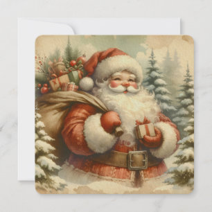 Convites Ilustração Retro do Papai Noel