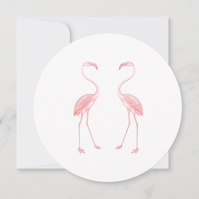 Convites Ilustração Simétrica de Flamingo Moderno (Frente)