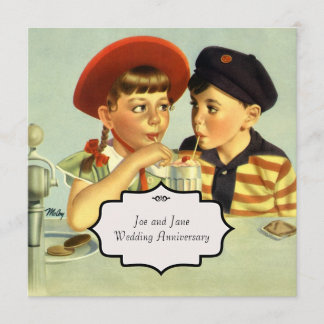 Convites Ilustração Vintage de Jovens Amantes