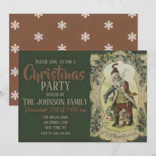 Convites Ilustração Vintage de Papai Noel        
