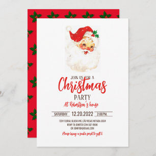 Convites Ilustração Vintage Santa Claus