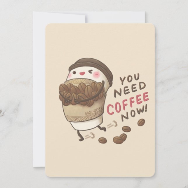 Convites Ilustração Você Precisa de Café Agora (Frente)
