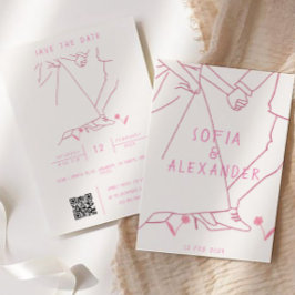 Convites Ilustração Whimsical com Casamento RSVP de Código 