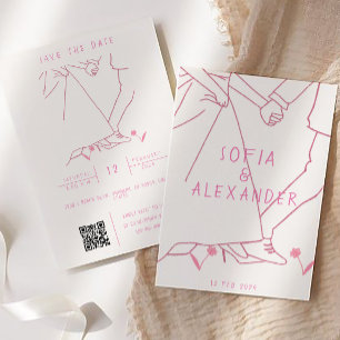 Convites Ilustração Whimsical com Casamento RSVP de Código 
