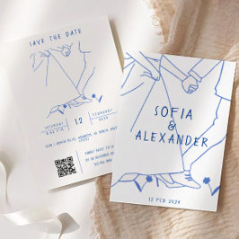 Convites Ilustração Whimsical com Casamento RSVP de Código 