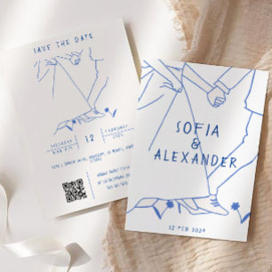 Convites Ilustração Whimsical com Casamento RSVP de Código