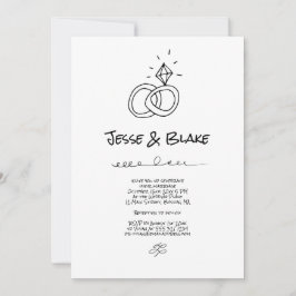 Convites Ilustrações de Dodle Casadas em Preto e Branco