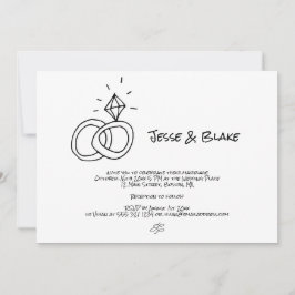 Convites Ilustrações de Dodle Casadas em Preto e Branco