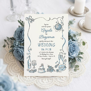 Convites Ilustrações Desenhadas à Mão Casamento Caprichoso