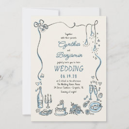 Convites Ilustrações Desenhadas à Mão Rabiscos Casamento Ca