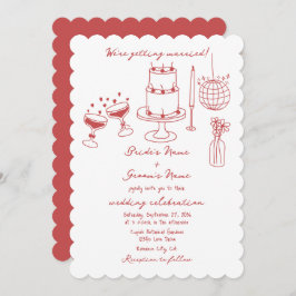 Convites Ilustrações Desenhadas Mão Casamento Doodles Maroo