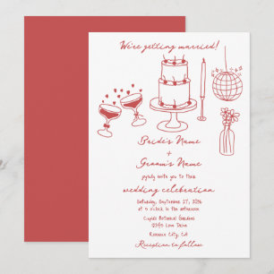 Convites Ilustrações Desenhadas Mão Casamento Doodles Maroo