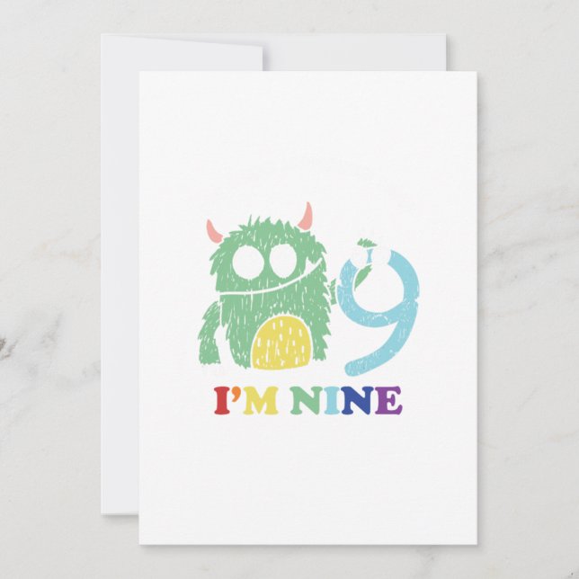 Convites Im A Big Monster Now 9 th Birthday Party Gift (Frente)