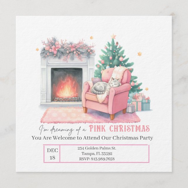Convites I'm Dreaming of a Pink Christmas Invitation (Frente)
