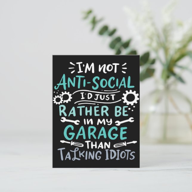 Convites I'm Not Antisocial | Mechanic Canvas (Em pé/Frente)