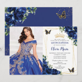 Convites Imagem das Borboletas da Quinceañera Blue