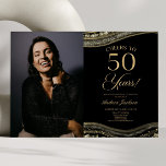 Convites Imagem de Agato Dourado Preto 50.a Festa de aniver<br><div class="desc">Esta é uma Imagem Personalizada de Agate Dourado Elegante Foto 50ª Convite de aniversário!</div>