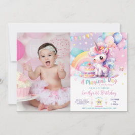 Convites Imagem de Aniversário do Arco-Íris Cuto Whimsical