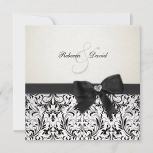Convites Imagem de Black and Ivory Damask com arco de diama