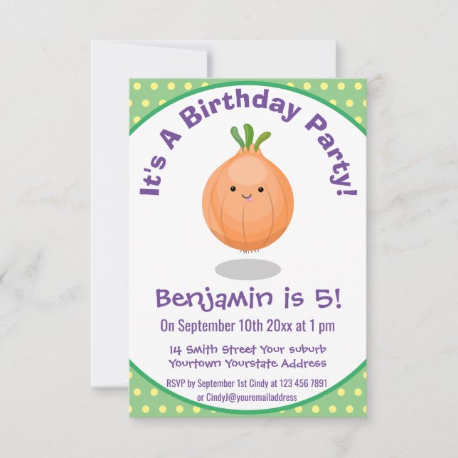 Convites Imagem de desenho animado de cebola castanho-branc (Frente)