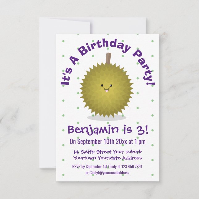 Convites Imagem de desenhos animados bonitos e felizes em D (Frente)