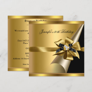 Convites Imagem de Diamante Preto Dourado para Festa de Ani