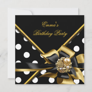 Convites Imagem de festa de aniversário dourado preto e bra