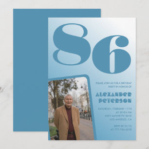 Convites Imagem de Gradiente Azul Retroativa 86 anos