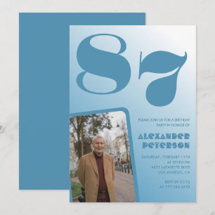 Convites Imagem de Gradiente Azul Retroativo - 87.º anivers