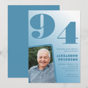 Convites Imagem de Gradiente Azul Retroativo - 94.º anivers