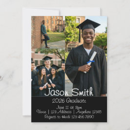 Convites Imagem de Graduação com Fundo Preto