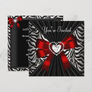 Convites Imagem de listras de zebra vermelha em preto para 