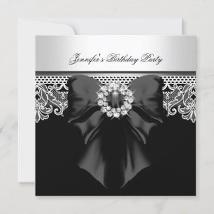 Convites Imagem de Renda com Diamantes para Festa de Aniver