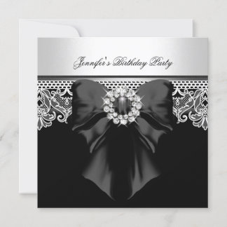 Convites Imagem de Renda com Diamantes para Festa de Aniver