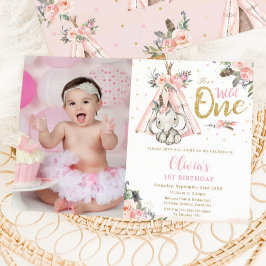 Convites Imagem de um primeiro aniversario Selvagem de Elef