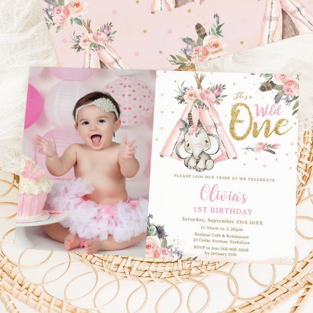 Convites Imagem de um primeiro aniversario Selvagem de Elef (Criador carregado)