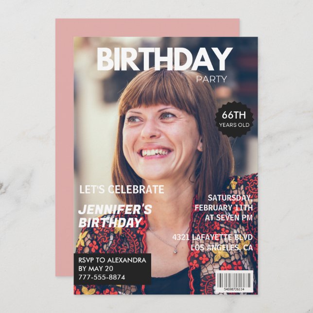 Convites Imagem do 66.º aniversário da Elegant Luxury Magaz (Frente/Verso)