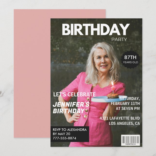 Convites Imagem do 87.º aniversário da Elegant Luxury Magaz (Frente/Verso)