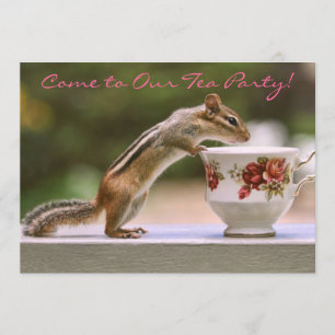 Convites Imagem do Chipmunk com Teacup de China