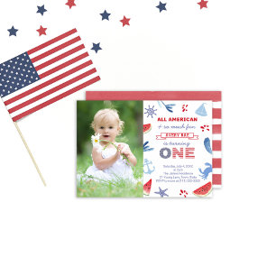 Convites Imagem do Patriotic USA Beach primeiro aniversario